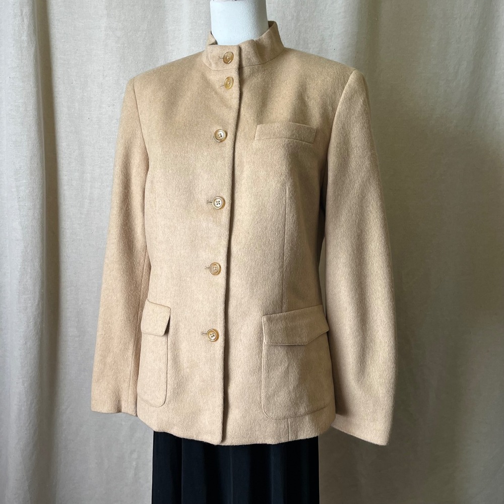 Vintage 90s Talbots Camel Hair Blazer Made‎ in Italy Petite 10